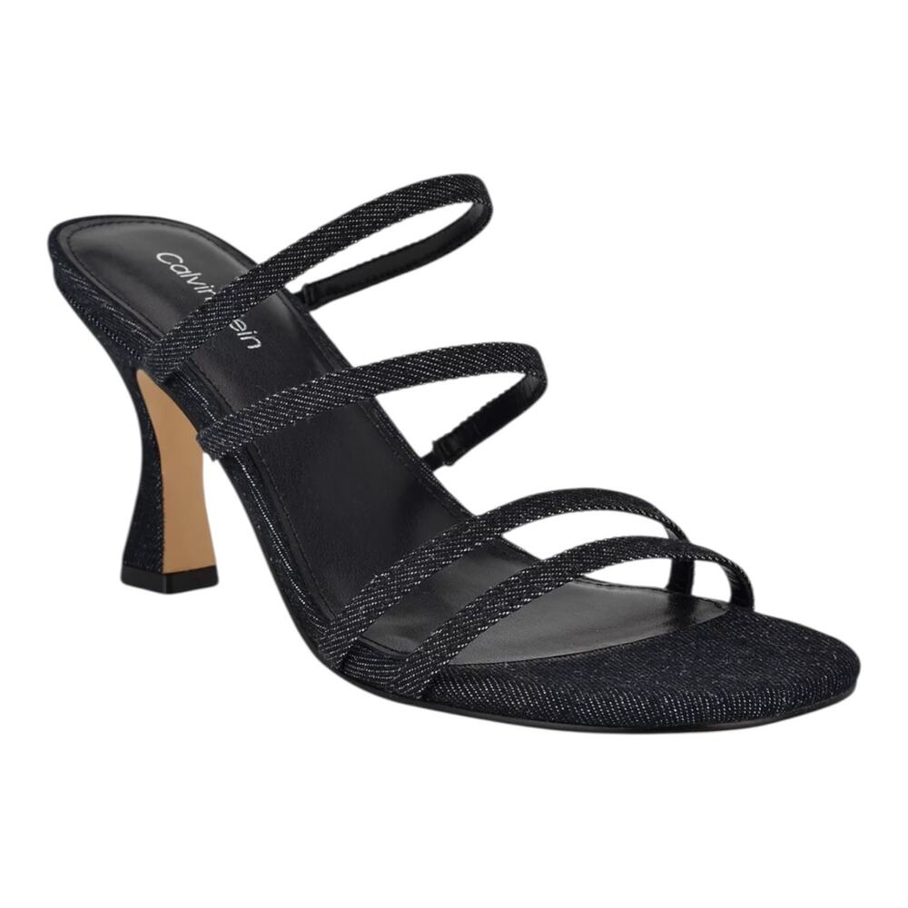 Calvin Klein Women's Jayla Strappy Tapered Heel Sandals Dark Blue Denim Size 5